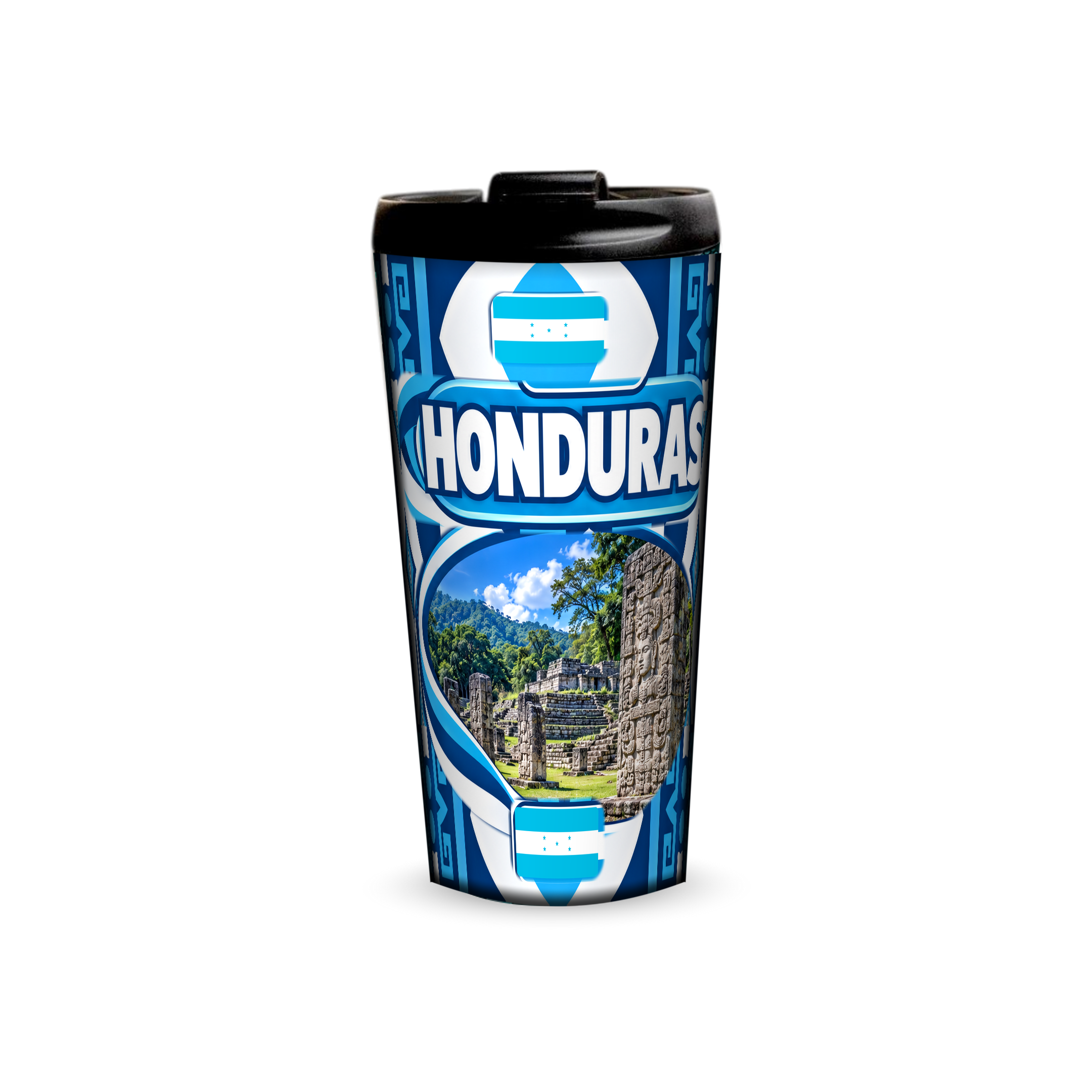 Honduras 480ml tumbler front view with country design