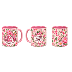 Hope Garden Pinktober Mug – Pink, 320ml, three-view overview