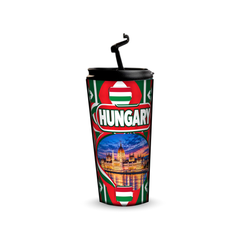 Hungary 480ml tumbler with reusable straw