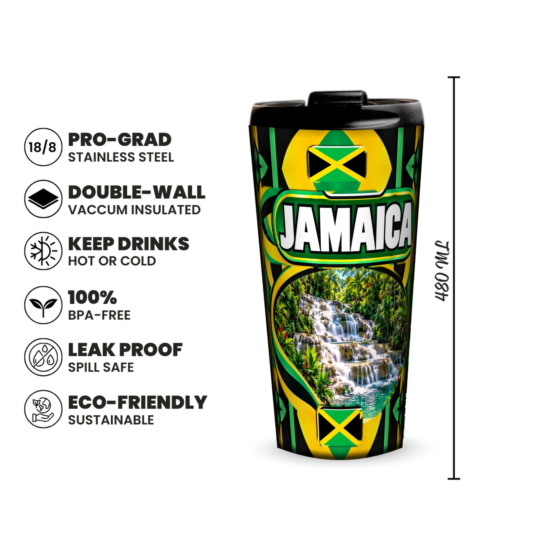 Jamaica 480ml insulated tumbler features and size