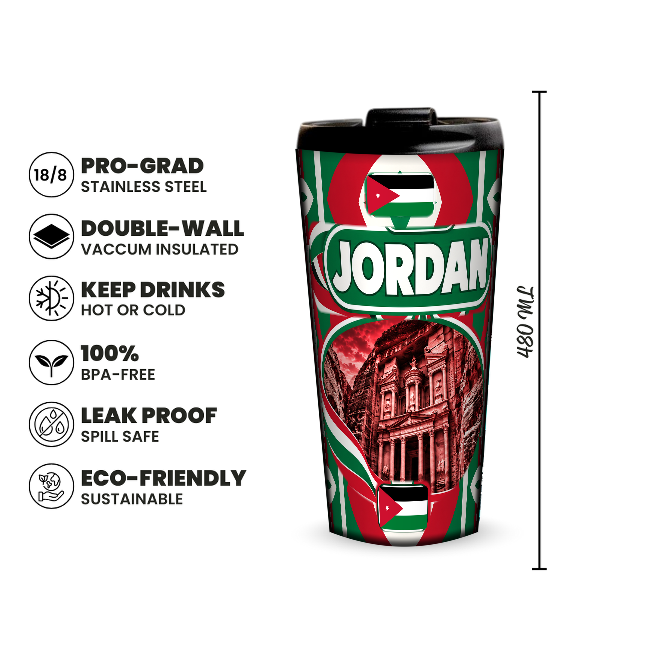 Jordan 480ml insulated tumbler features and size