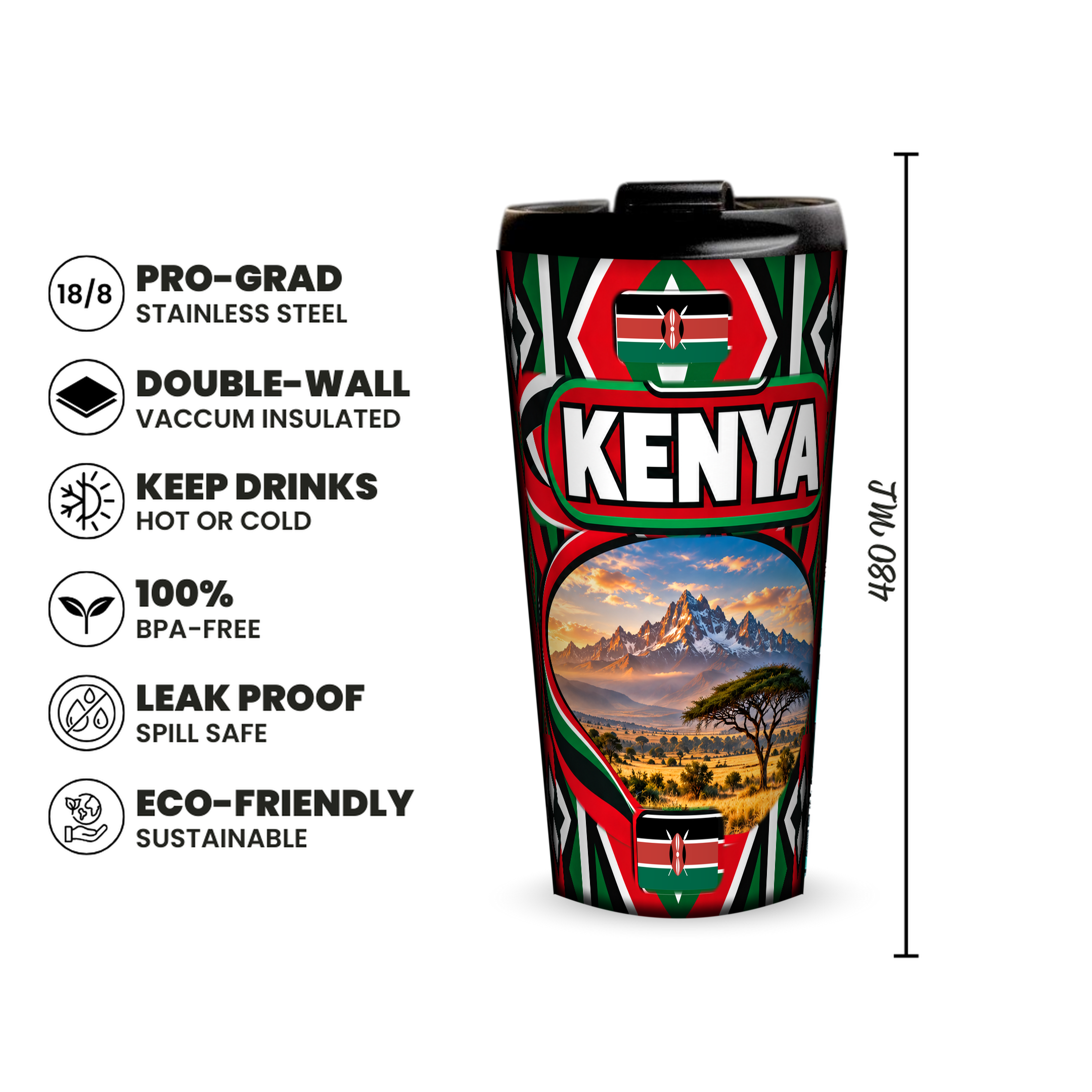 Kenya 480ml insulated tumbler features and size