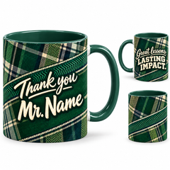 Lasting Impact Mug – 320ml, dark green ceramic mug, views of the full-wrap Teacher’s Day design