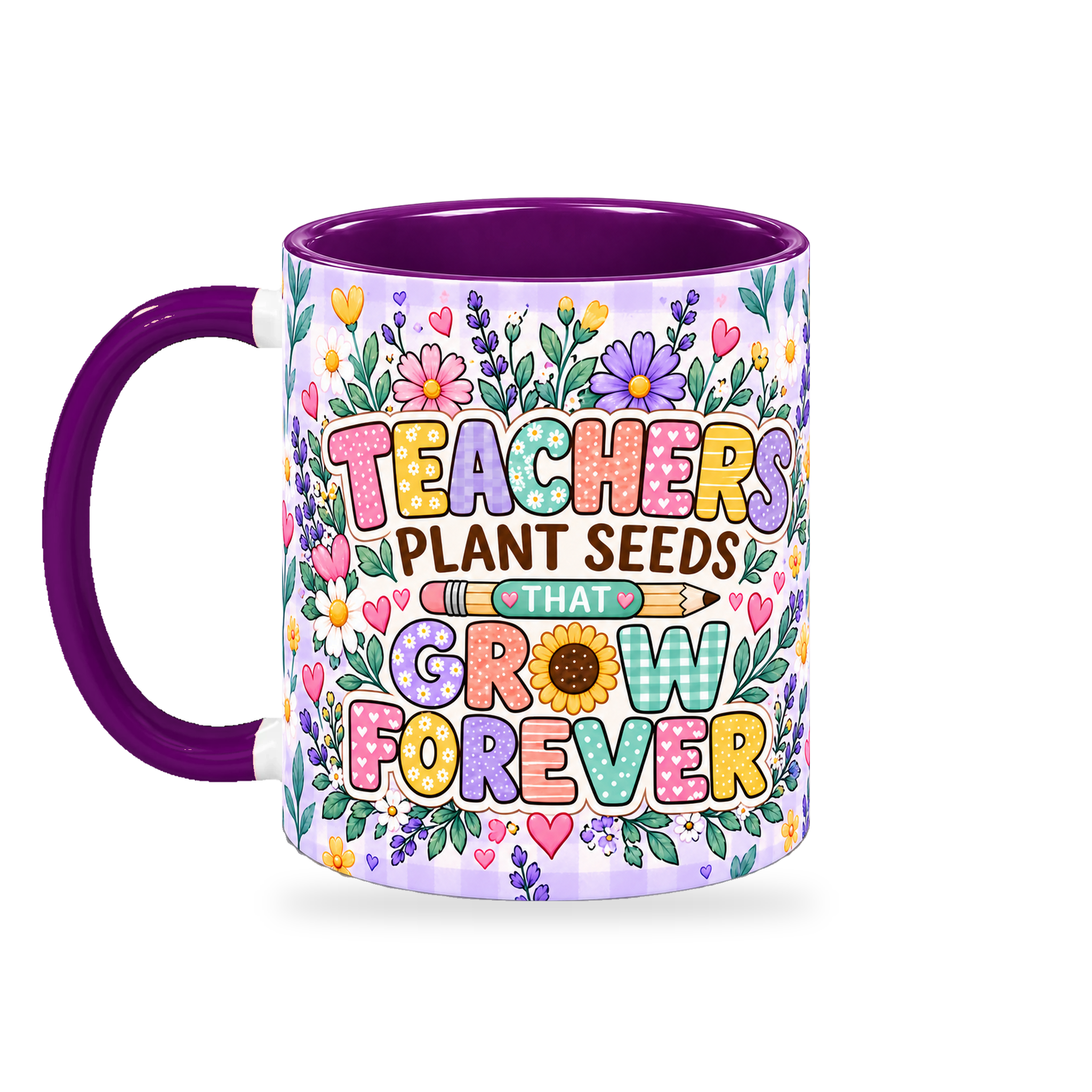 Lavender Seed Garden Teacher Mug – 320ml — left view on a transparent background