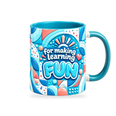 Learning Is Fun Mug – 320ml — right view on a transparent background