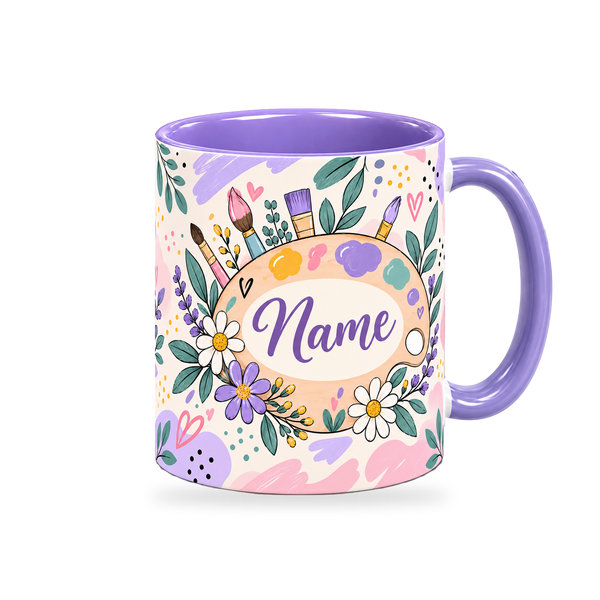 Lilac Art Studio Teacher Mug – 320ml, right view on a transparent background