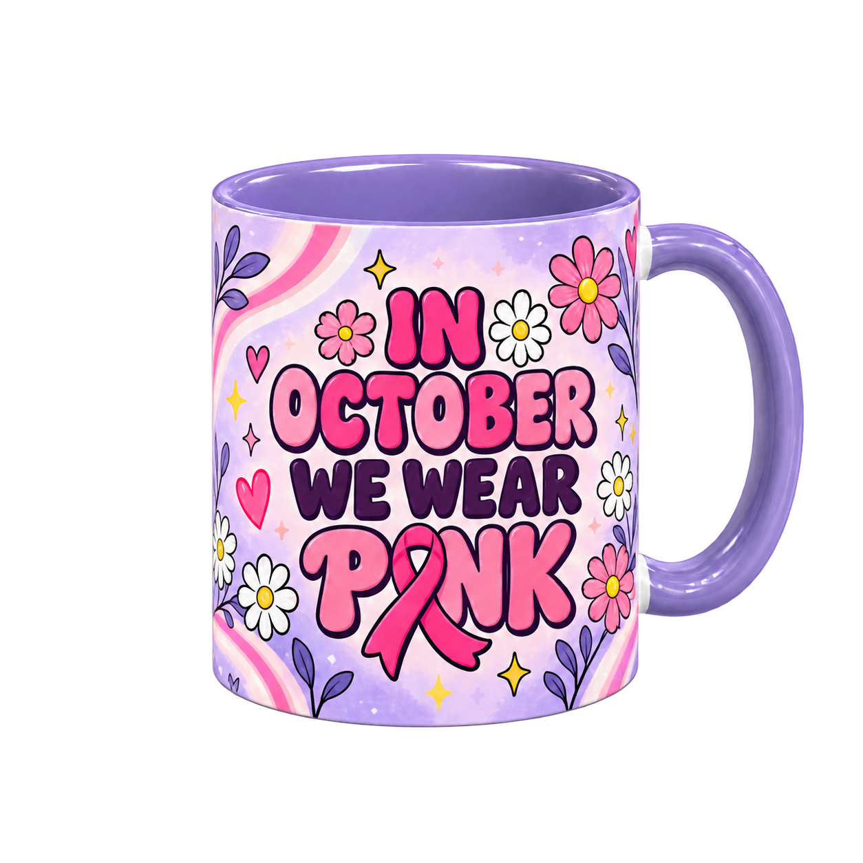 Lilac Pink Club Pinktober Mug – Light Purple, 320ml, right handle view