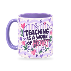 Lilac Tiny Hearts Teacher Mug – 320ml — left view on a transparent background