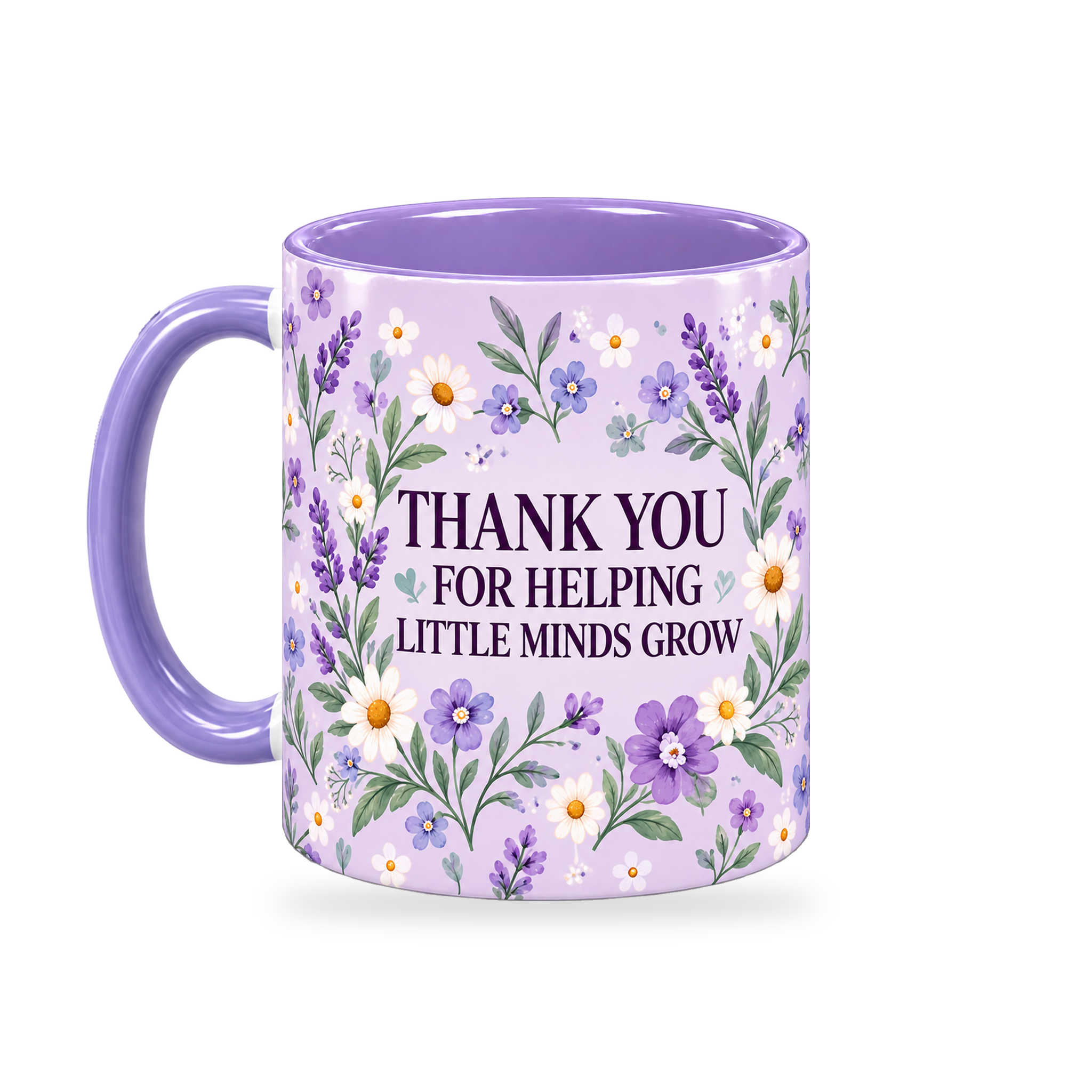 Lilac Wildflower Meadow Teacher Mug – 320ml — left view on a transparent background