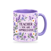 Lilac Wildflower Meadow Teacher Mug – 320ml — right view on a transparent background
