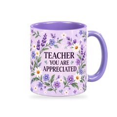 Lilac Wildflower Meadow Teacher Mug – 320ml — right view on a transparent background