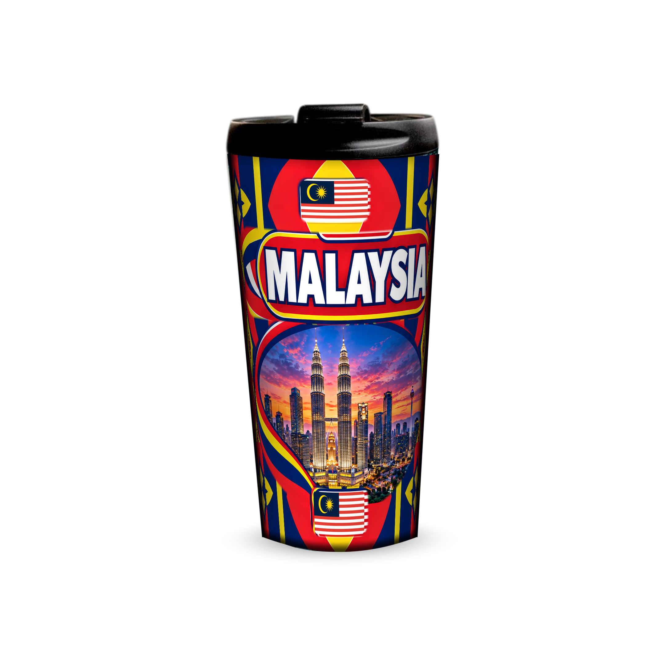 Malaysia 480ml tumbler front view with country design