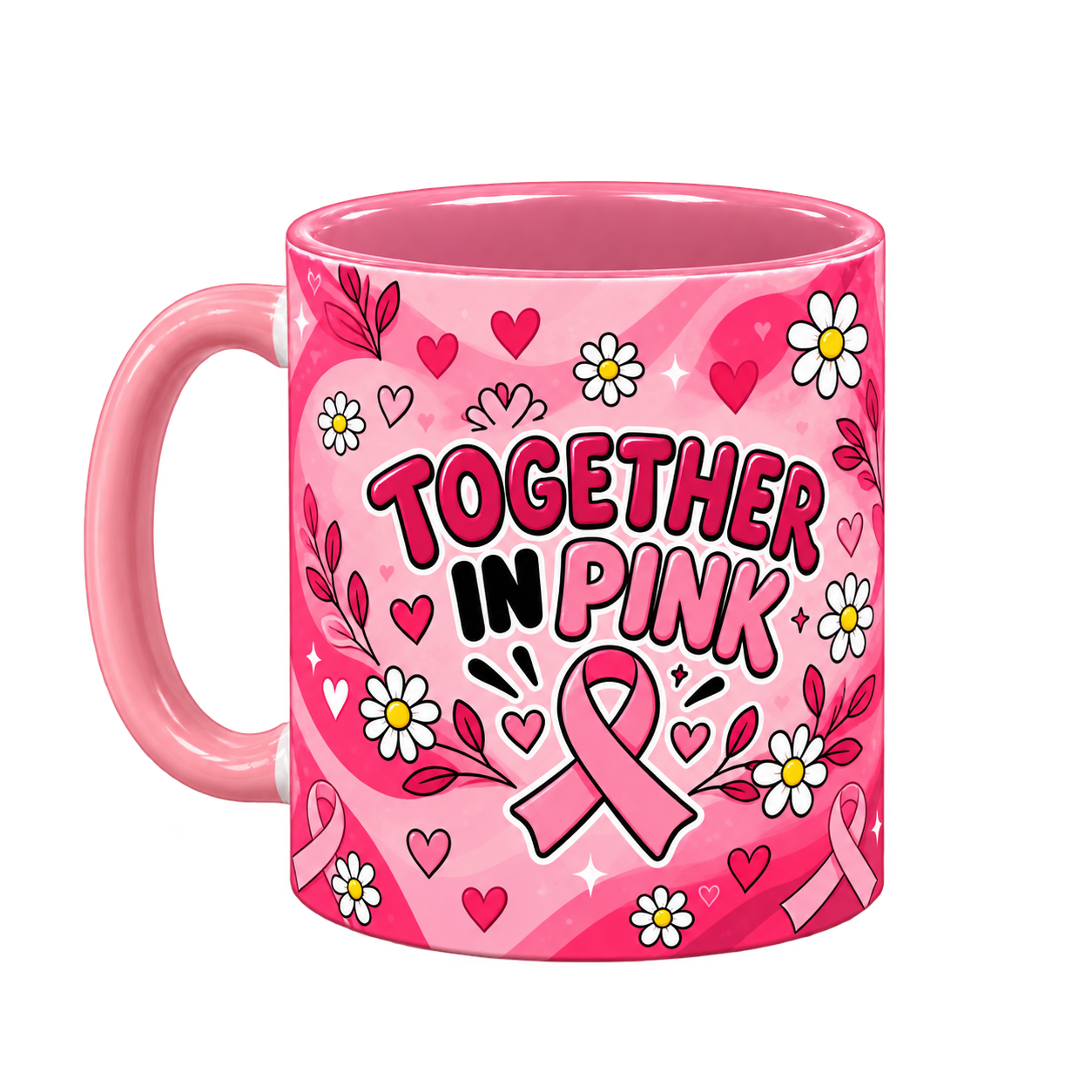 October Pink Pinktober Mug – Pink, 320ml, left handle view