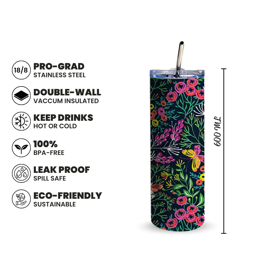 Wild Garden 600ml Tumbler with Straw Fann Bliss