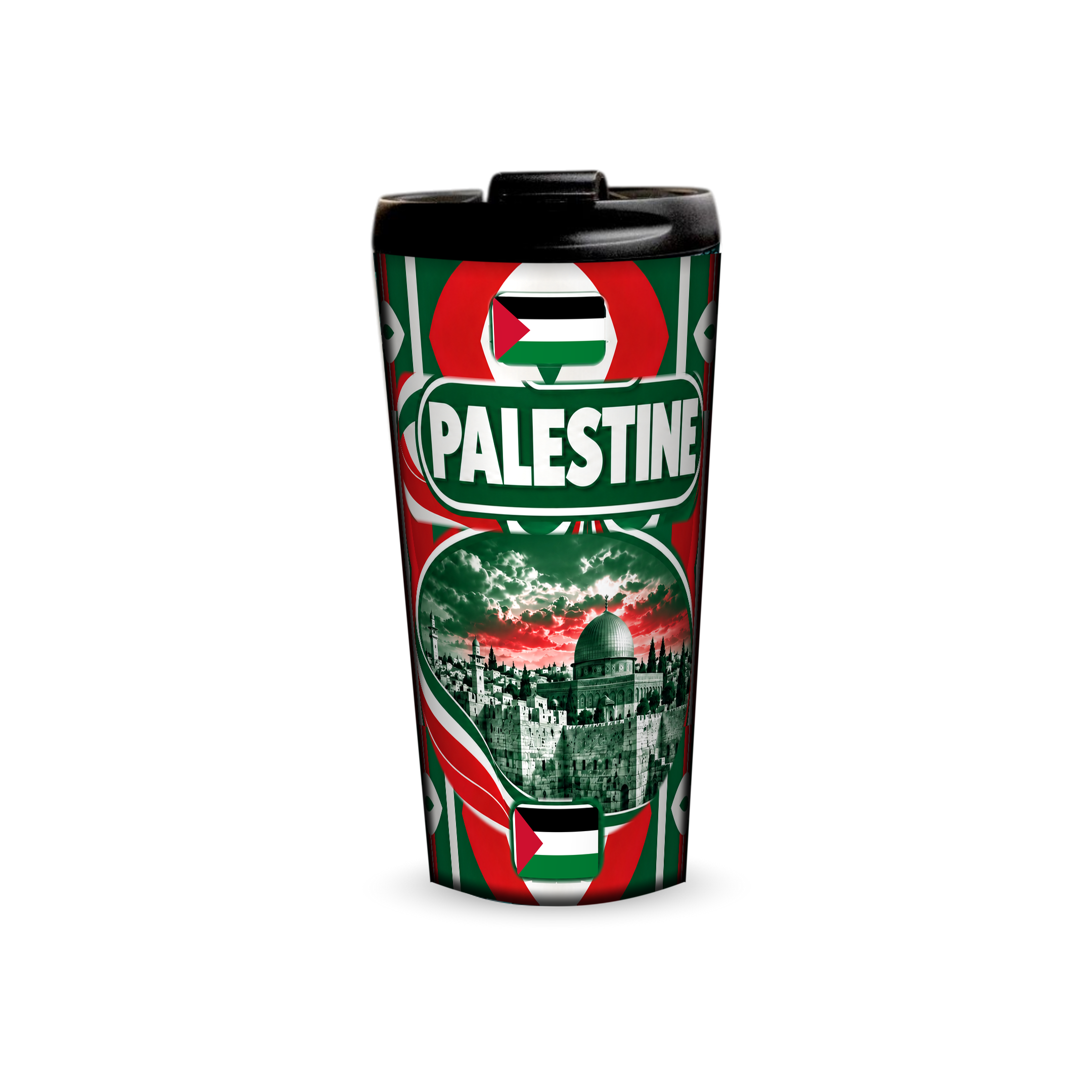 Palestine 480ml tumbler front view with country design