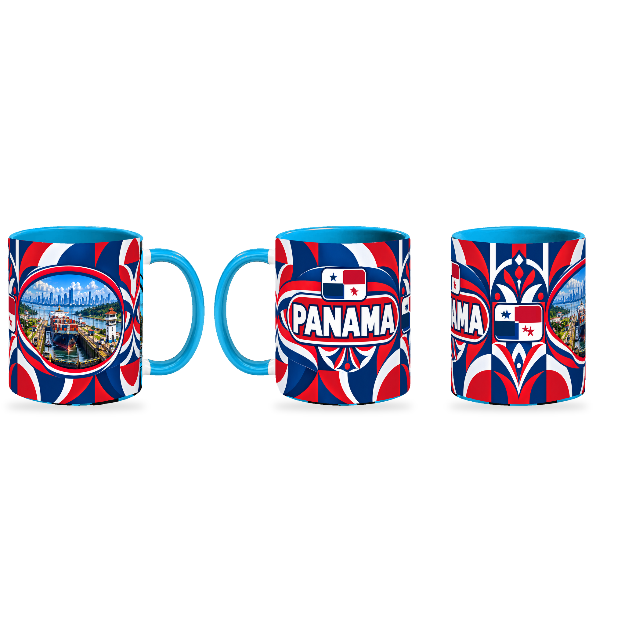 Panama Mug – 320ml — three matching angles together on white with a soft shadow