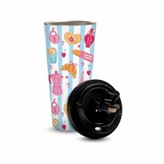 Paris 480ml Tumbler with open stainless steel rim and detached black lid