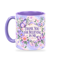 Periwinkle Butterfly Notes Teacher Mug – 320ml — left view on a transparent background