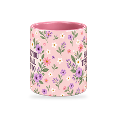Pink Ditsy Meadow Teacher Mug – 320ml — center view on a transparent background