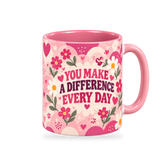 Pink Kindness Club Teacher Mug – 320ml — right view on a transparent background