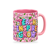 Pink Pencil Hearts Teacher Mug – 320ml — right view on a transparent background