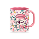 Pink Teacher Coffee Break Mug – 320ml — right view on a transparent background