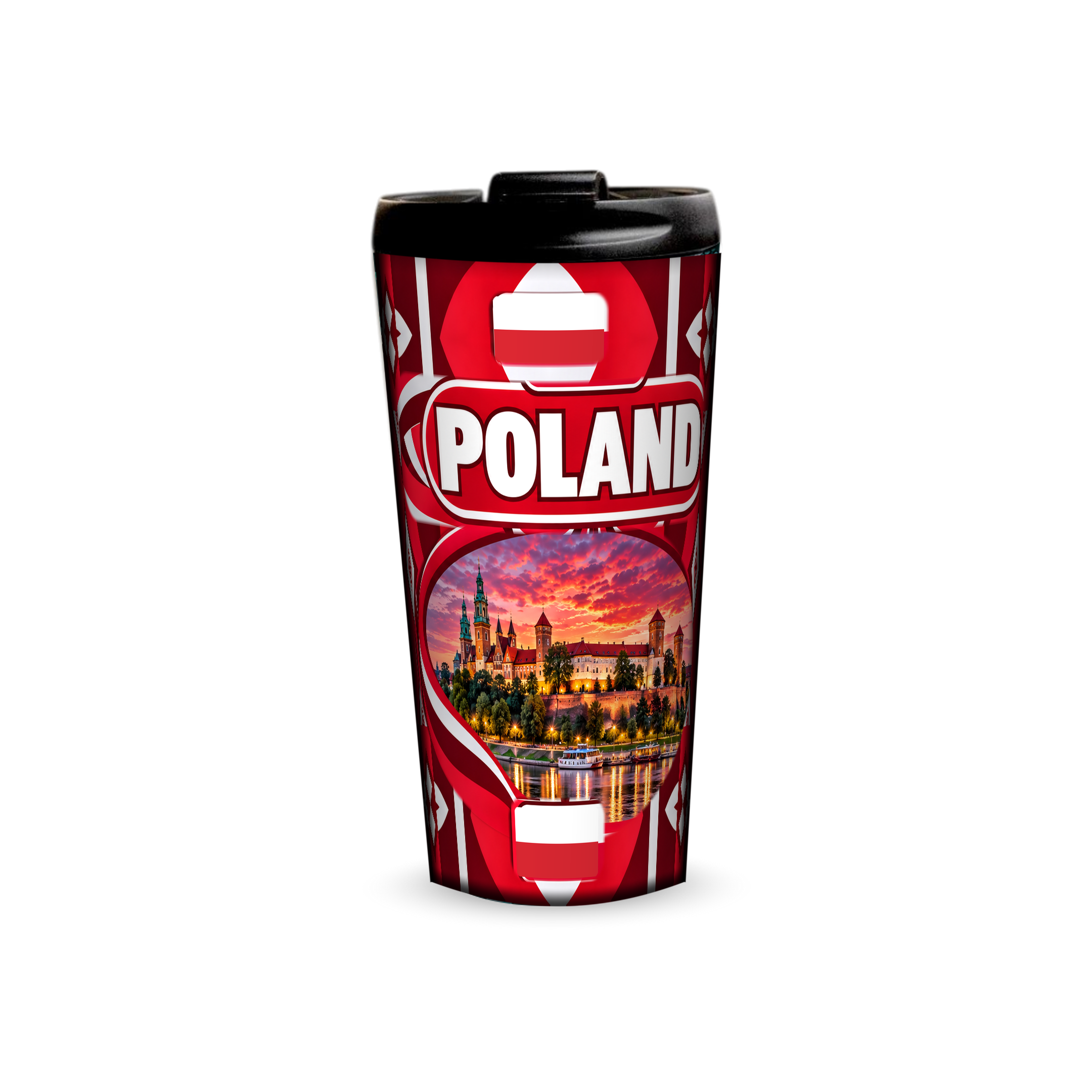 Poland 480ml tumbler front view with country design