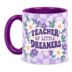 Purple Daisy Club Teacher Mug, purple – handle on the left, TEACHER OF LITTLE DREAMERS