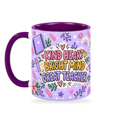 Purple Stationery Desk Teacher Mug – 320ml — left view on a transparent background