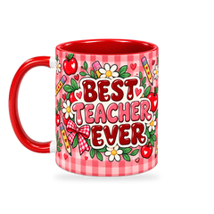 Red Apple Academy Teacher Mug – 320ml — left view on a transparent background