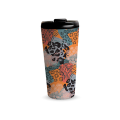 Safari Patch 480ml Tumbler by Fann Bliss — closed black lid view