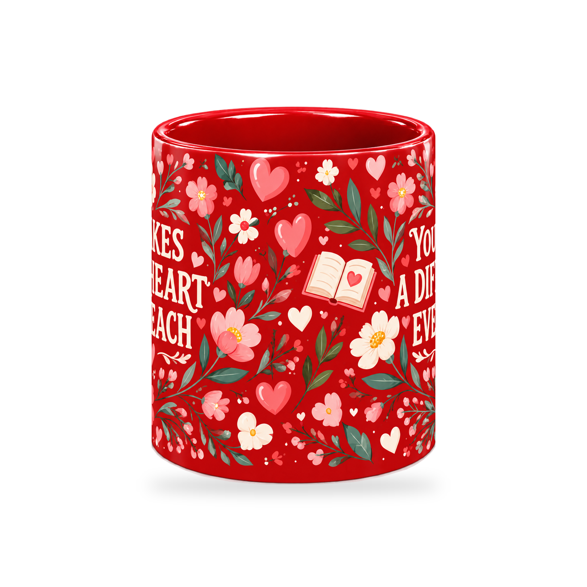 Scarlet Heart Lessons Teacher Mug – 320ml — center view on a transparent background