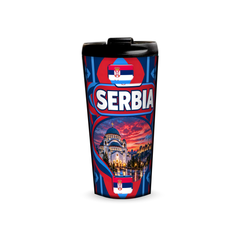 Serbia 480ml tumbler front view with country design