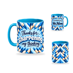 Sharp Thinking Mug – 320ml, Light Blue ceramic mug, opposite-side of the Teacher’s Day artwork