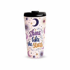 Shine Like Stars 480ml Tumbler with closed black lid, front view