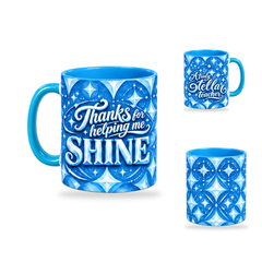 Shining Teacher Mug – 320ml, Light Blue ceramic mug, opposite-side of the Teacher’s Day artwork