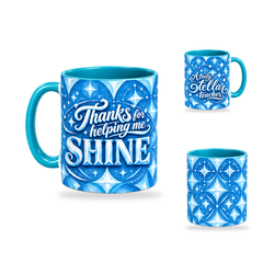 Shining Teacher Mug – 320ml, Teal ceramic mug, opposite-side of the Teacher’s Day artwork