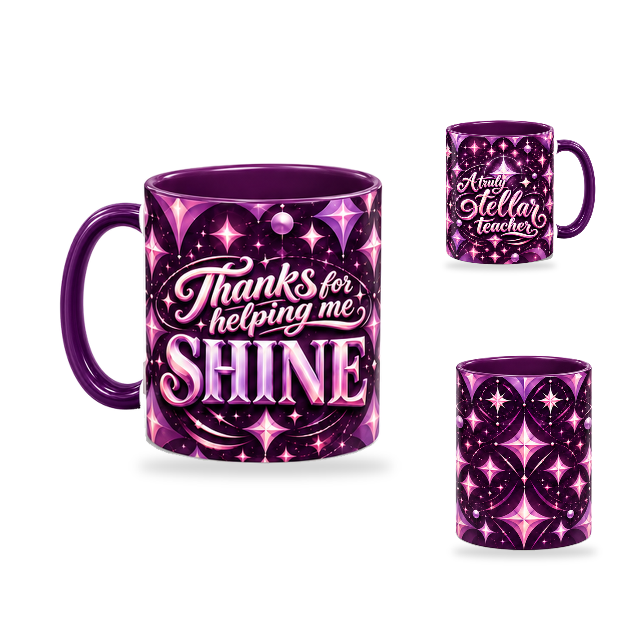 Stellar Teacher Mug – 320ml, Purple ceramic mug, opposite-side of the Teacher’s Day artwork
