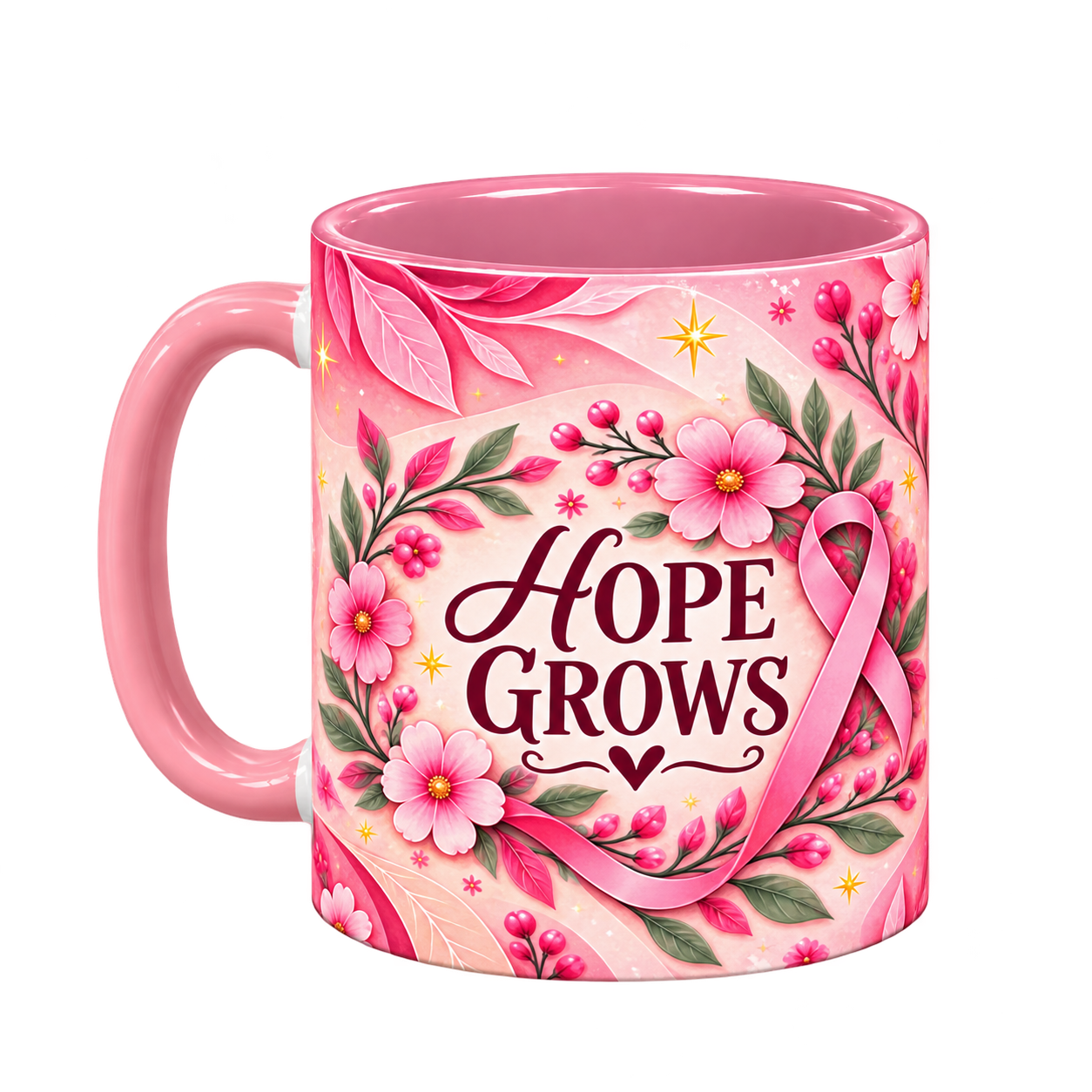 Still Blooming Pinktober Mug – Pink, 320ml, left handle view