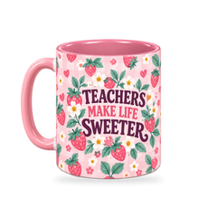 Strawberry Classroom Teacher Mug – 320ml — left view on a transparent background