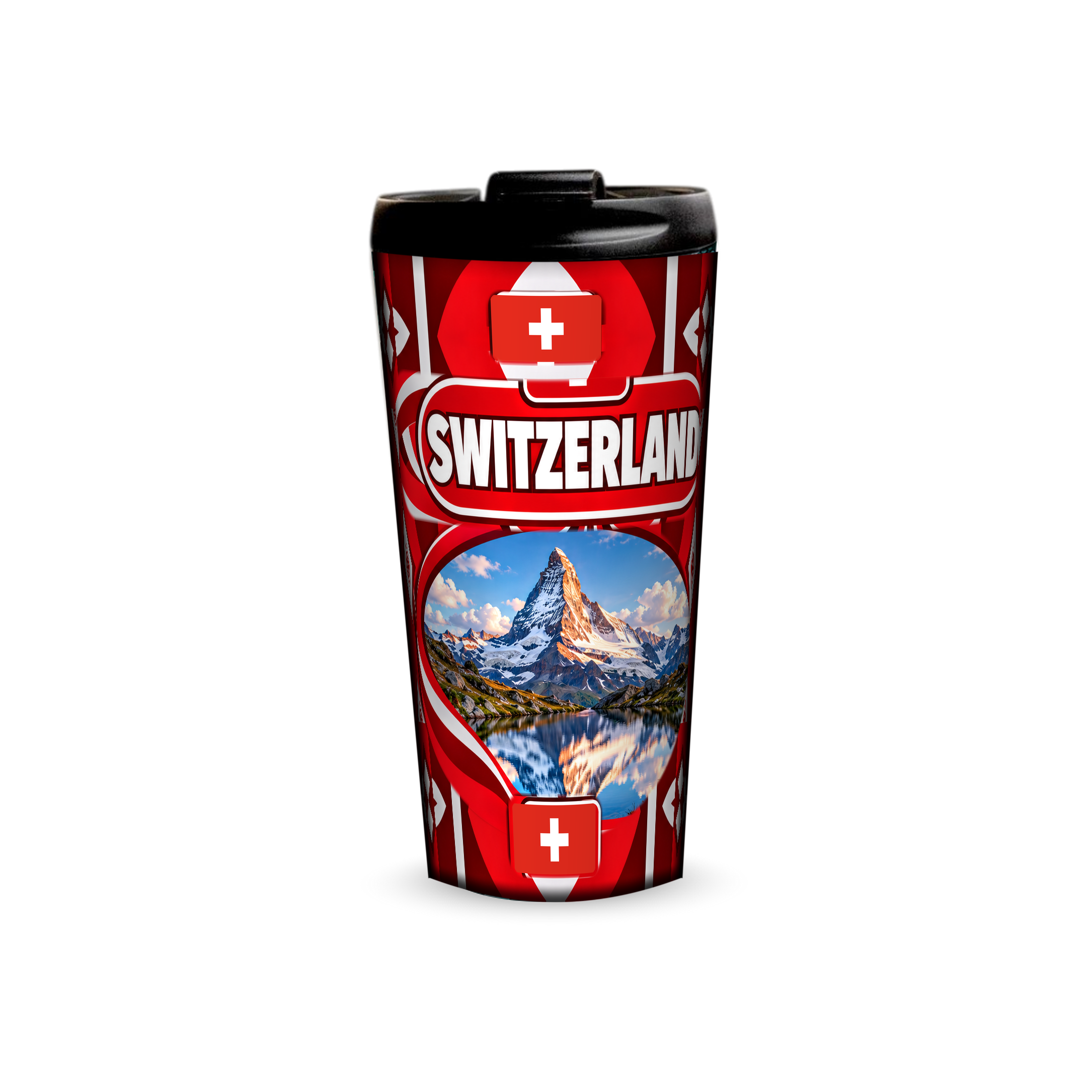 Switzerland 480ml tumbler front view with country design