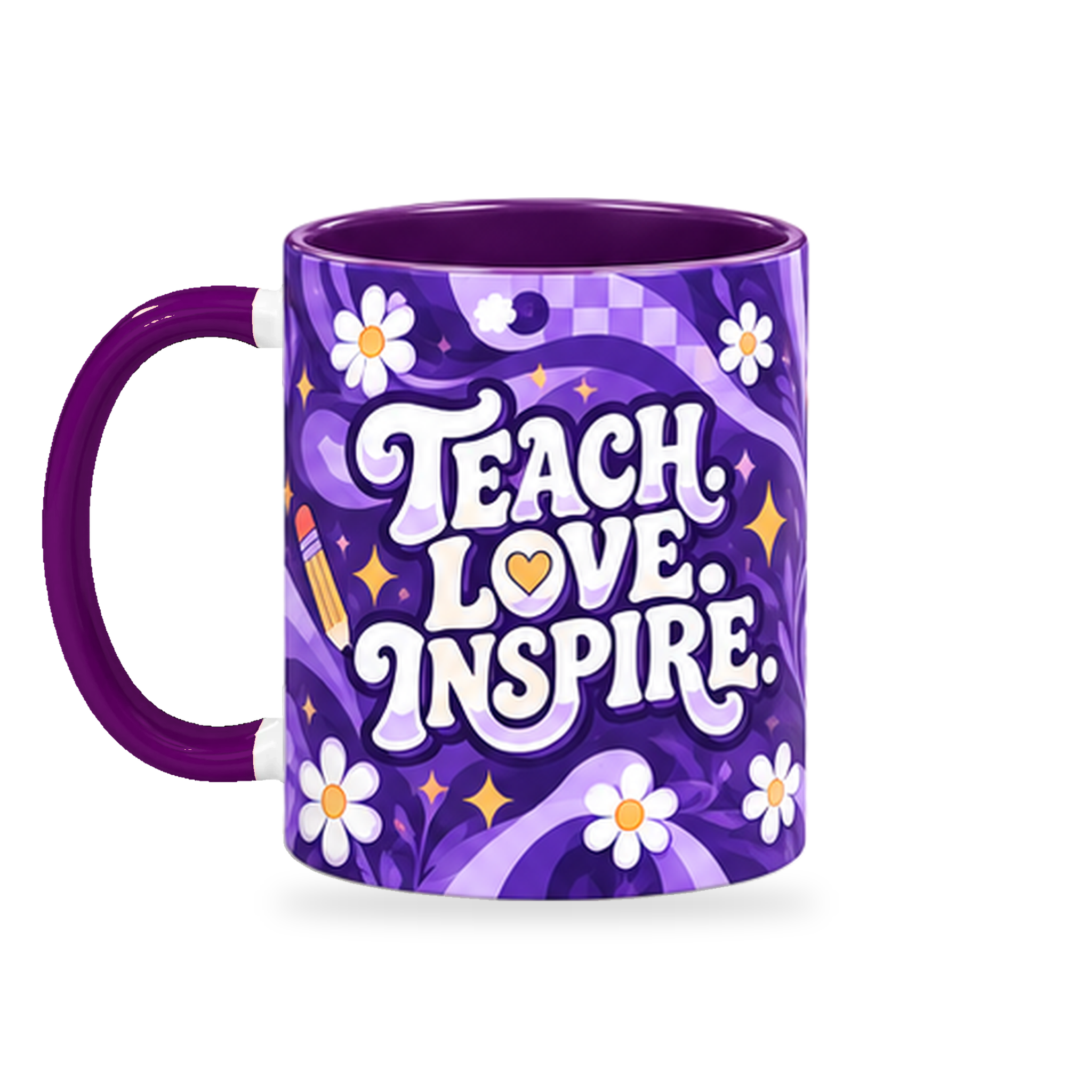 Teach Love Inspire Mug – 320ml — left view on a transparent background