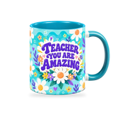 Tiffany Daisy Sunshine Teacher Mug – 320ml — right view on a transparent background