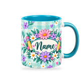 Tiffany Gingham Garden Teacher Mug – 320ml — right view on a transparent background
