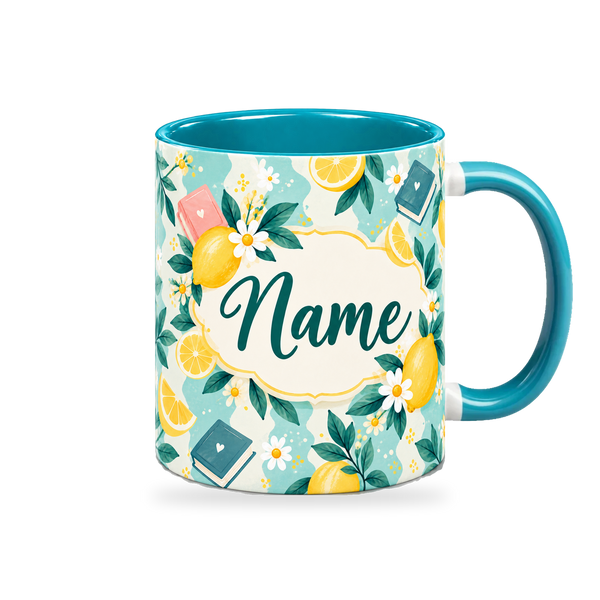 Tiffany Lemon Lessons Teacher Mug – 320ml, right view on a transparent background