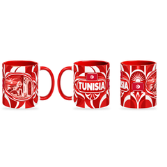 Tunisia Mug – 320ml — three matching angles together on a white background with a soft shadow