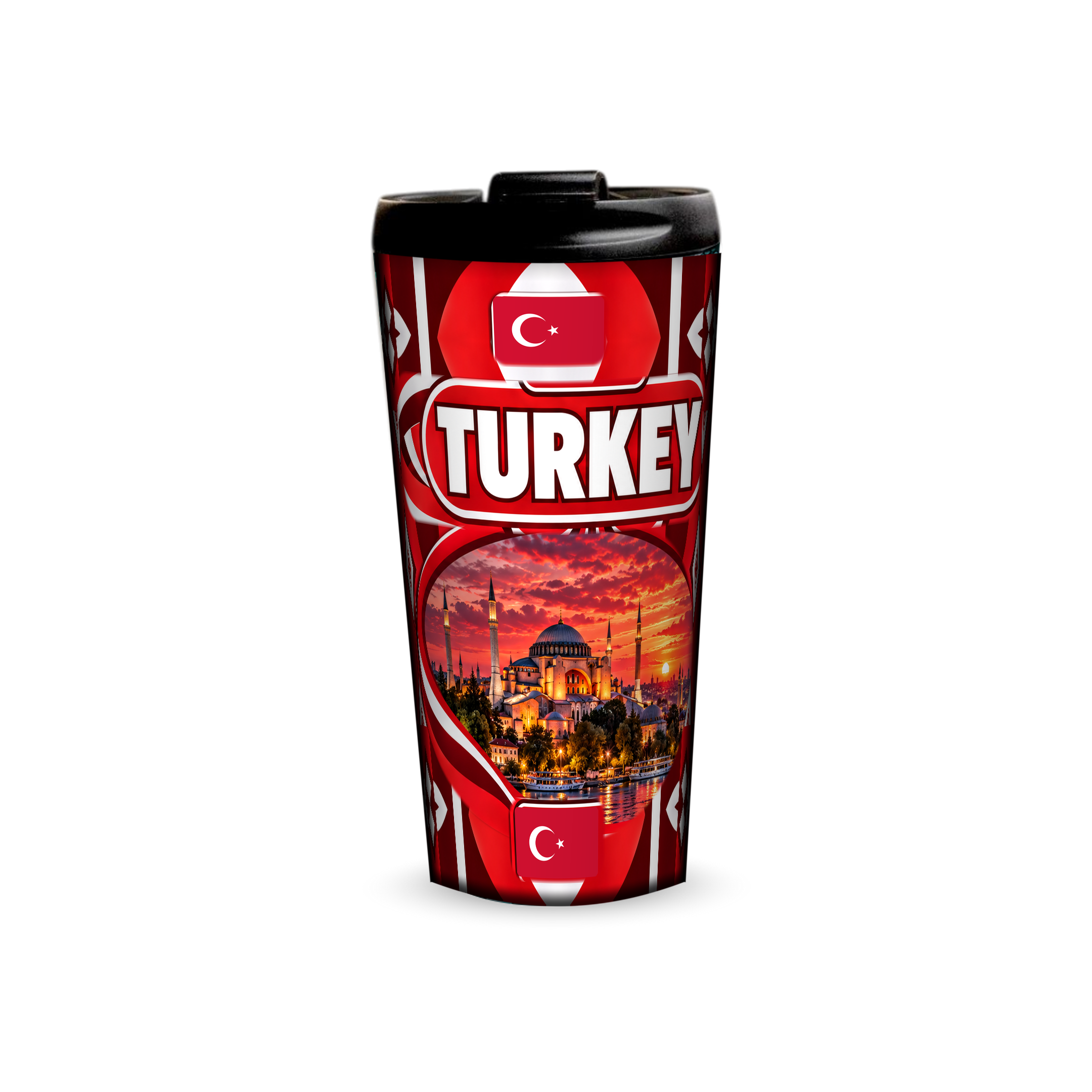 Turkey 480ml tumbler front view with country design
