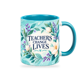 Turquoise Botanical Thanks Teacher Mug – 320ml — right view on a transparent background