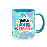 Turquoise Bright Ideas Teacher Mug – 320ml — right view on a transparent background