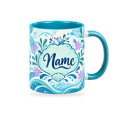 Turquoise Ripple Effect Teacher Mug – 320ml — right view on a transparent background